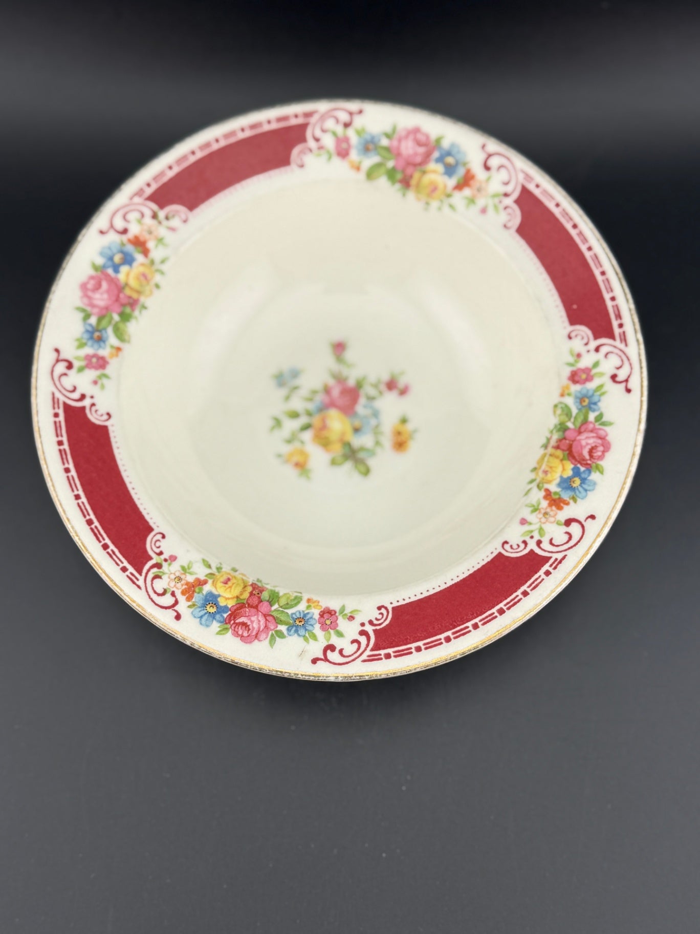 Vintage Homer Laughlin Brittany Red 6.5" Rose Bowl