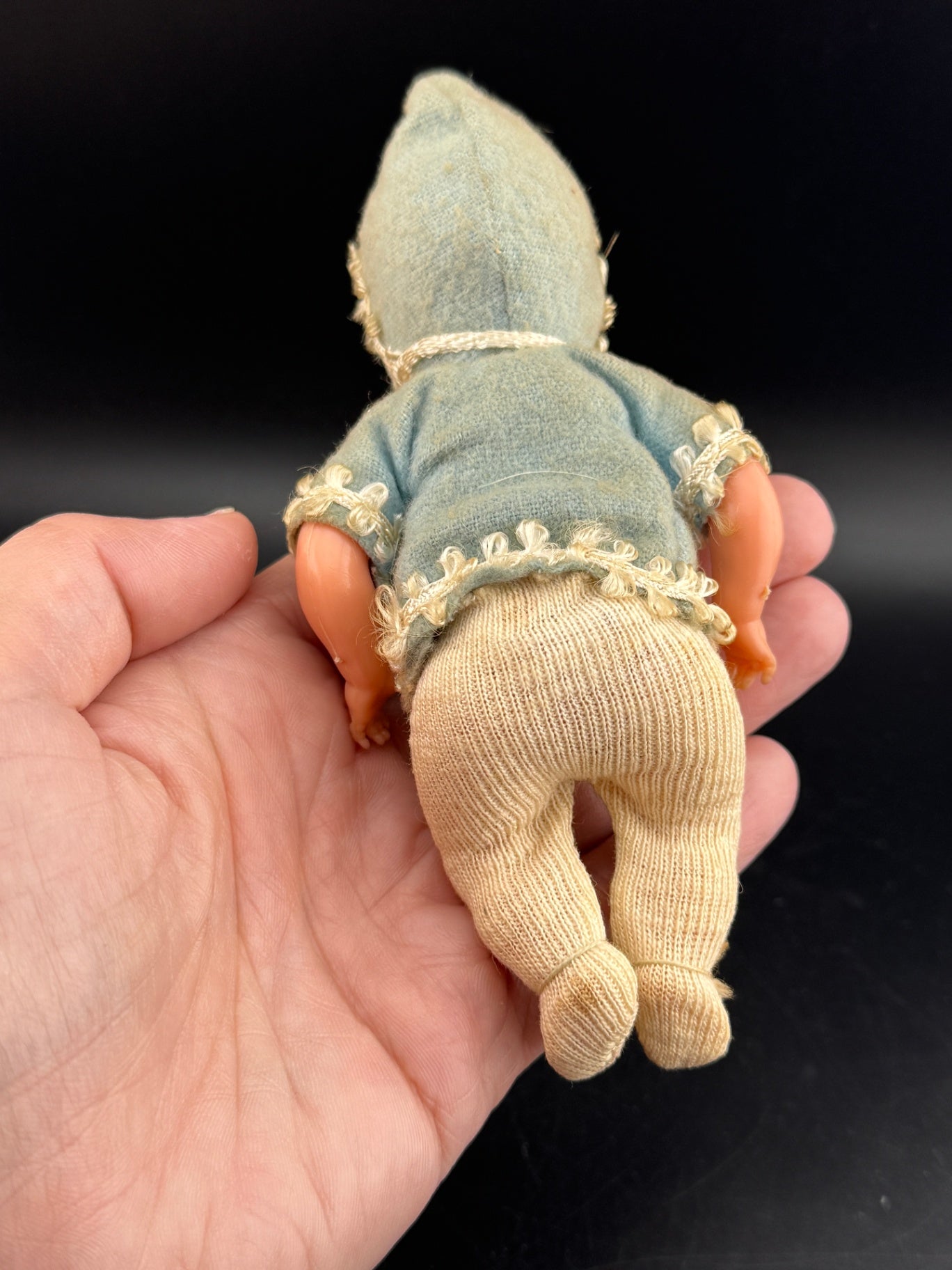 Antique Miniature Baby Doll in Cradle