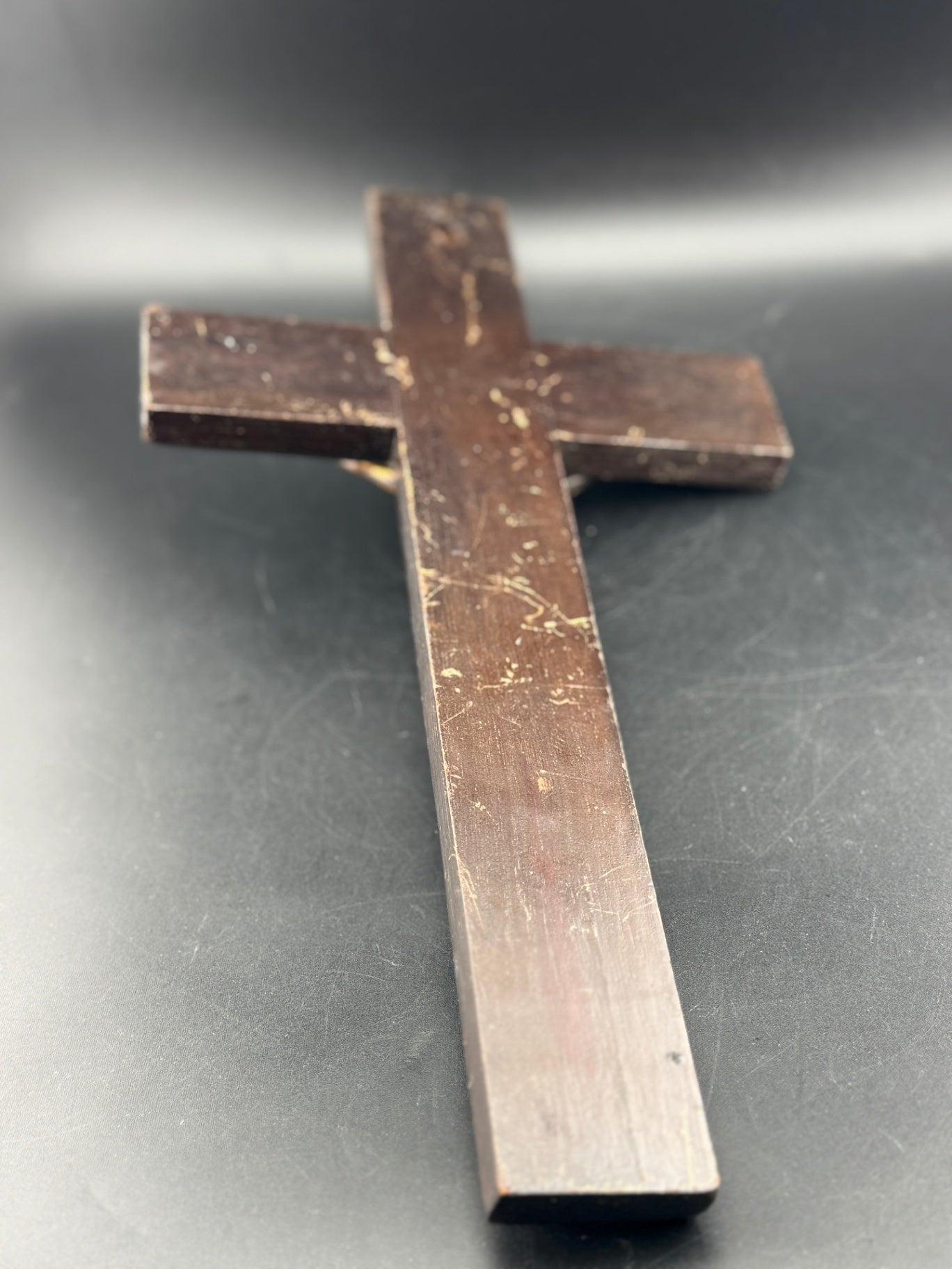 Vintage Wooden Crucifix with Metal Jesus