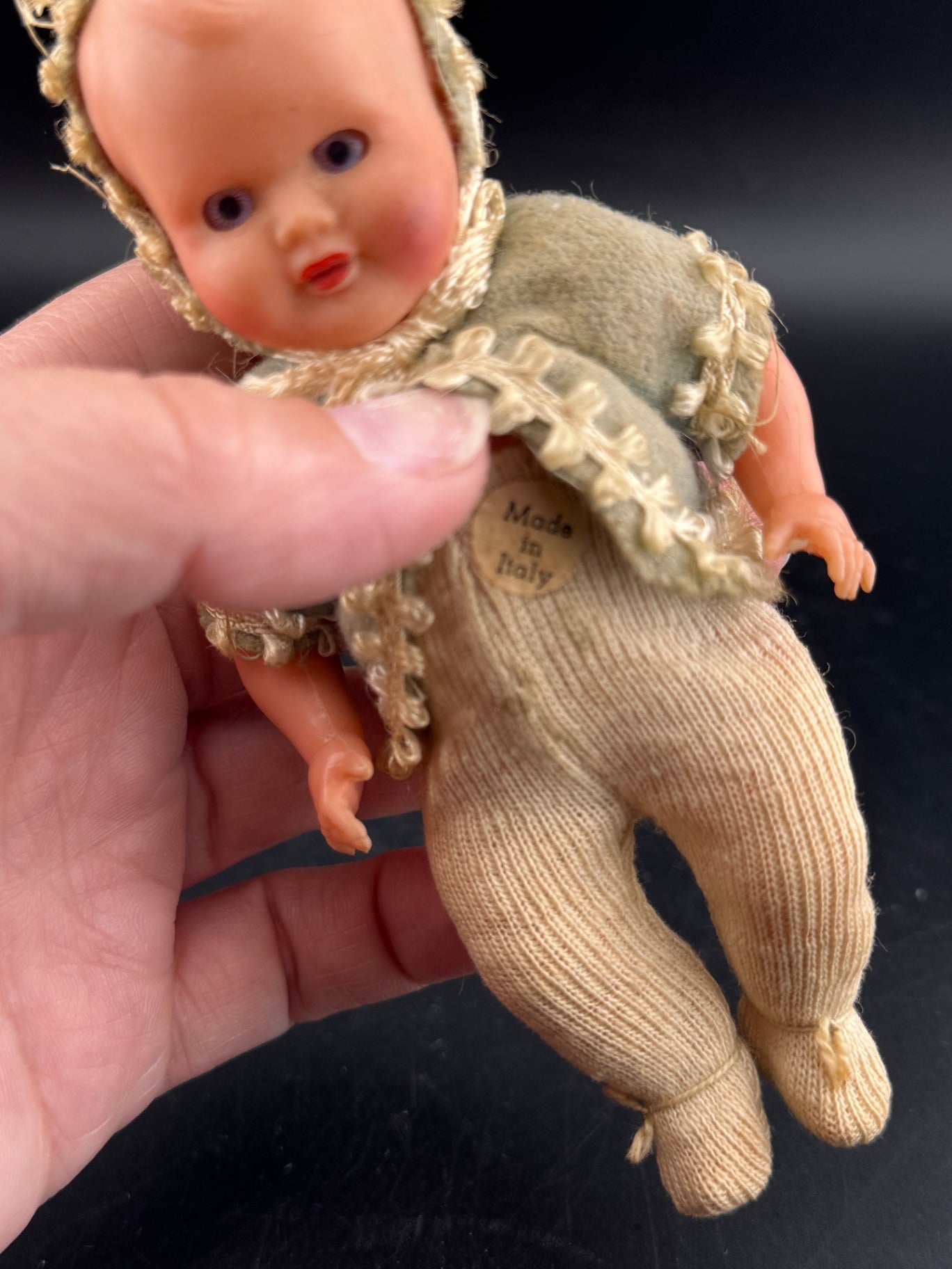 Antique Miniature Baby Doll in Cradle