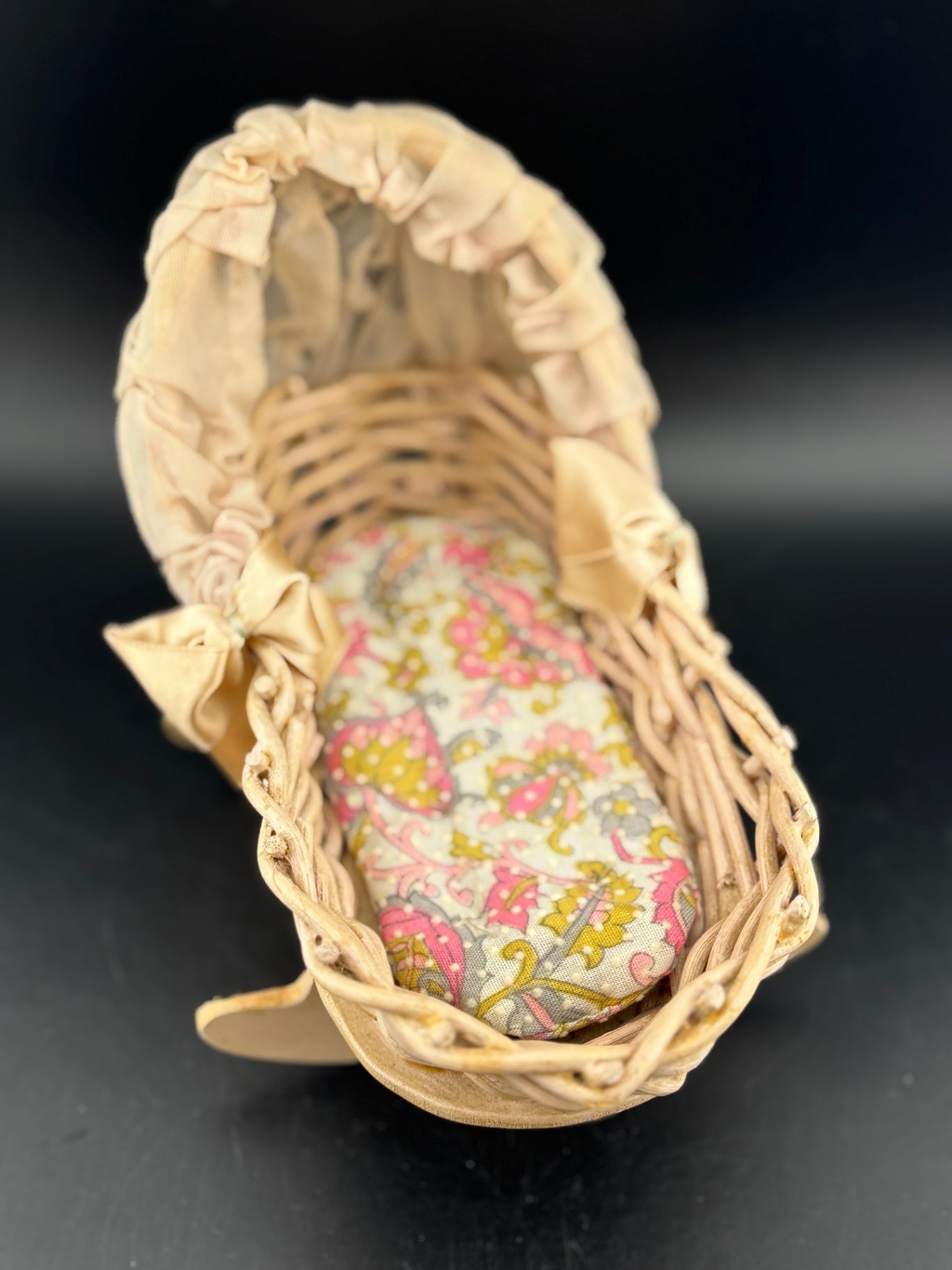 Antique Miniature Baby Doll in Cradle