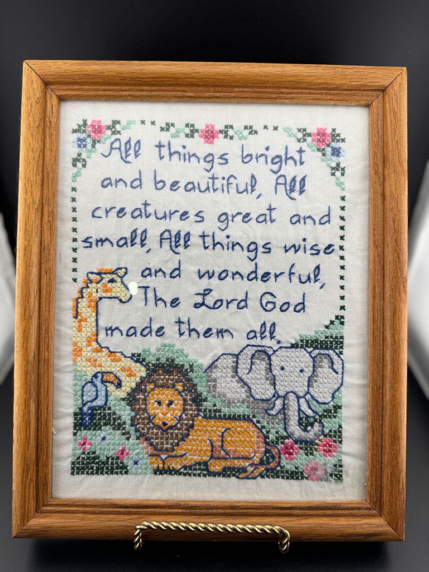 "All things bright & beautiful..." Framed Cross-Stitch
