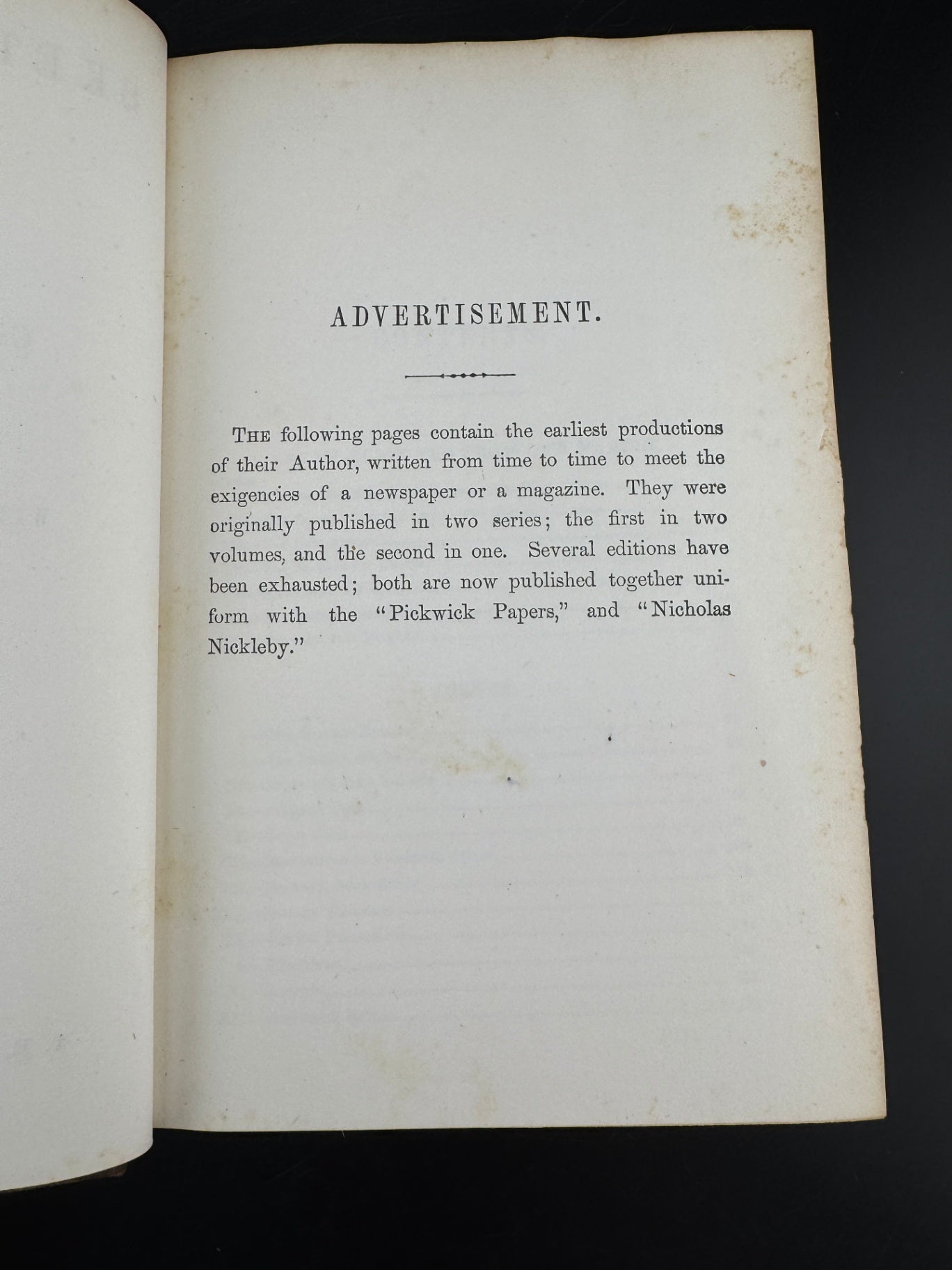 Charles Dickens "Sketches by Boz - Volume I" - The Peterson's Duodecimo Edition