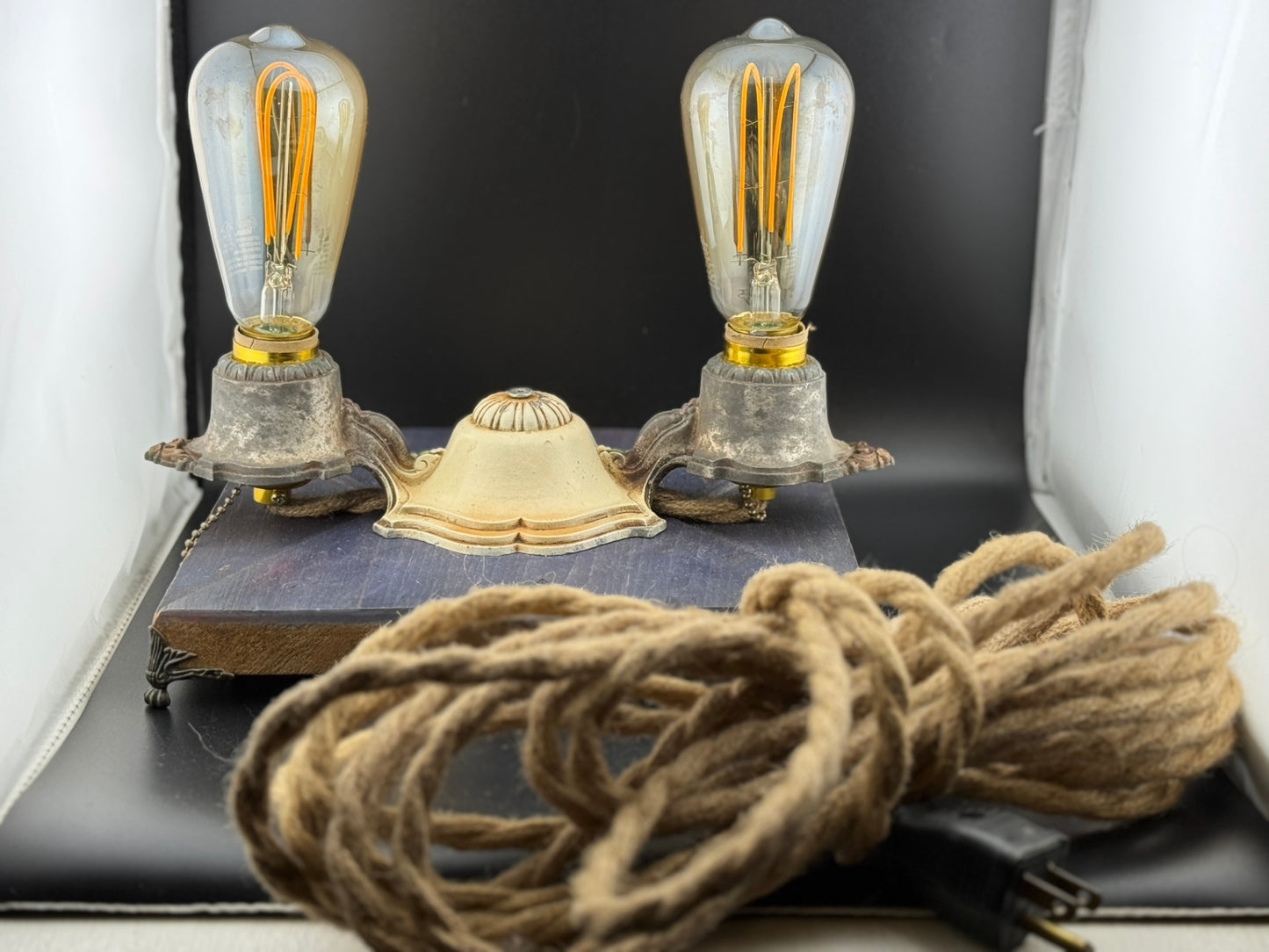 Handmade Vintage Style Plug-In Wall Sconce, One of a Kind