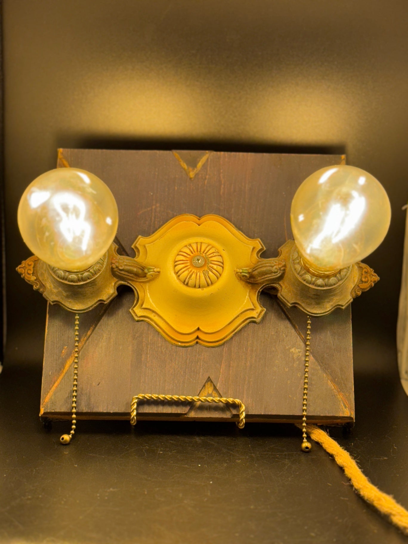 Handmade Vintage Style Plug-In Wall Sconce, One of a Kind