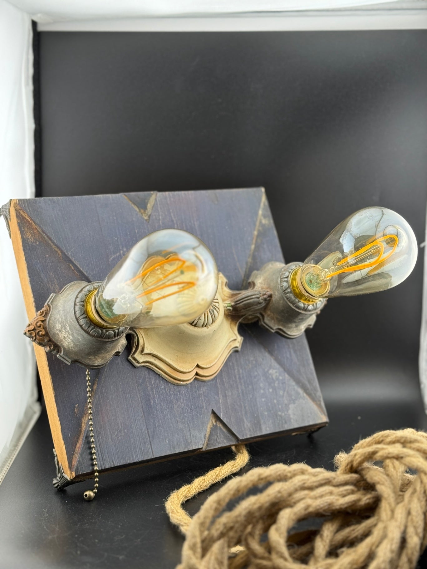 Handmade Vintage Style Plug-In Wall Sconce, One of a Kind