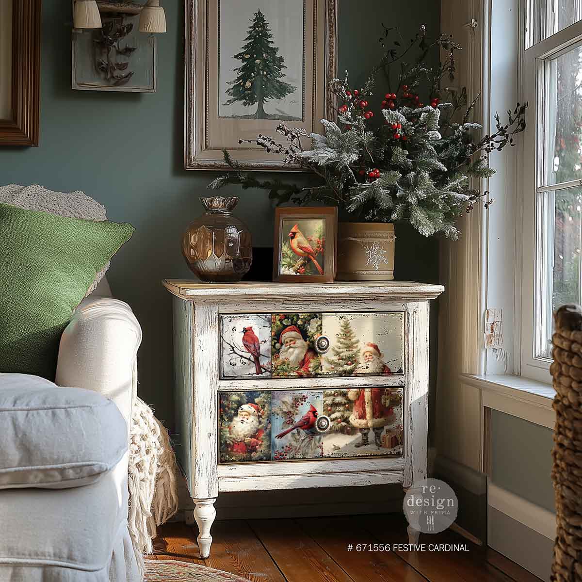 A3 Decoupage Fiber Pack - Festive Cardinal.