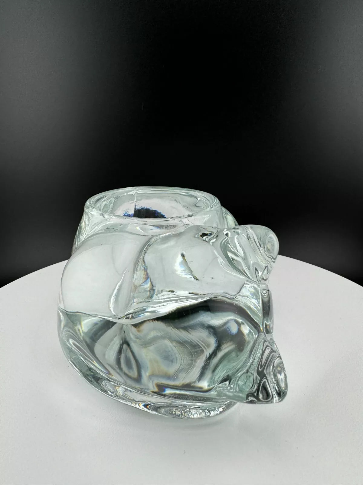 Vintage Clear Glass Cat Candleholder