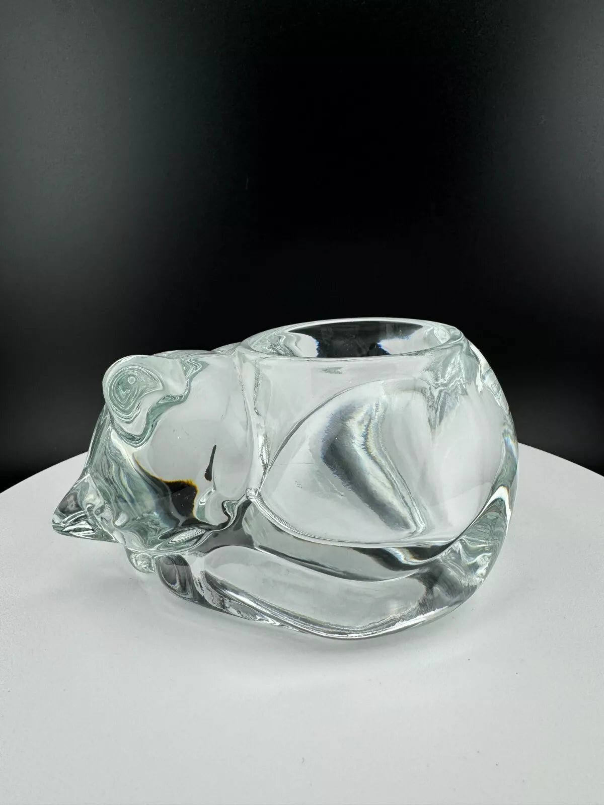 Vintage Clear Glass Cat Candleholder