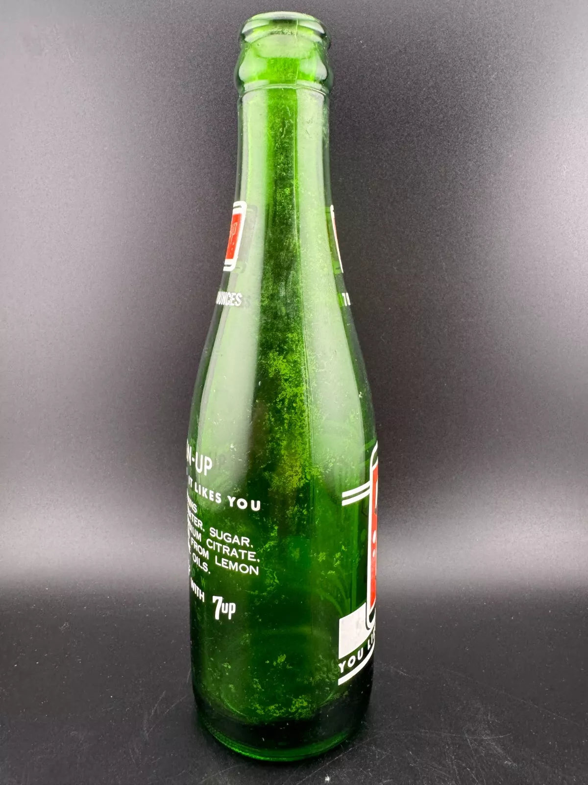 Vintage Green Glass 7 oz 7UP Pop Bottle