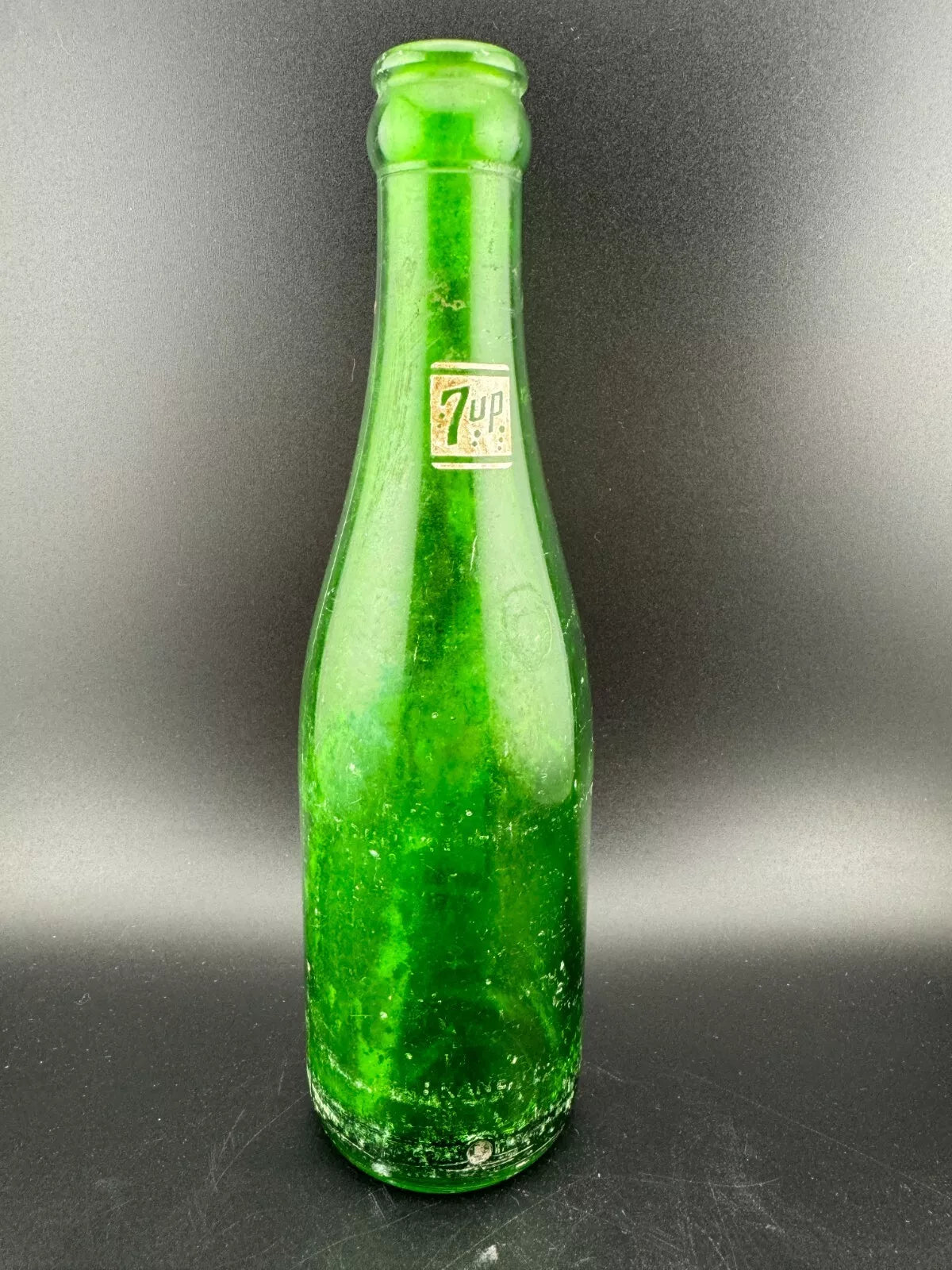 Vintage Green Glass 7 oz 7UP Pop Bottle