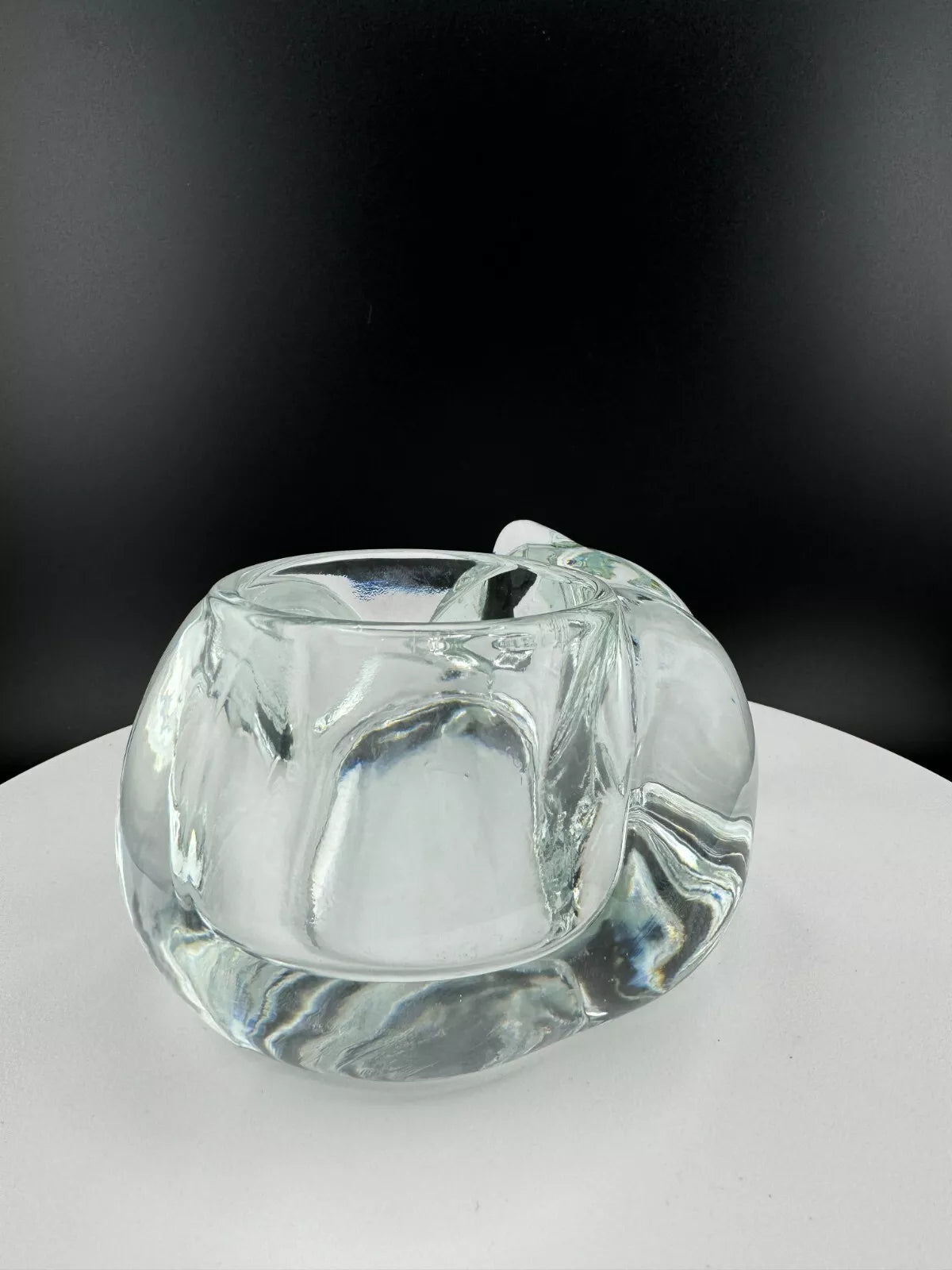Vintage Clear Glass Cat Candleholder