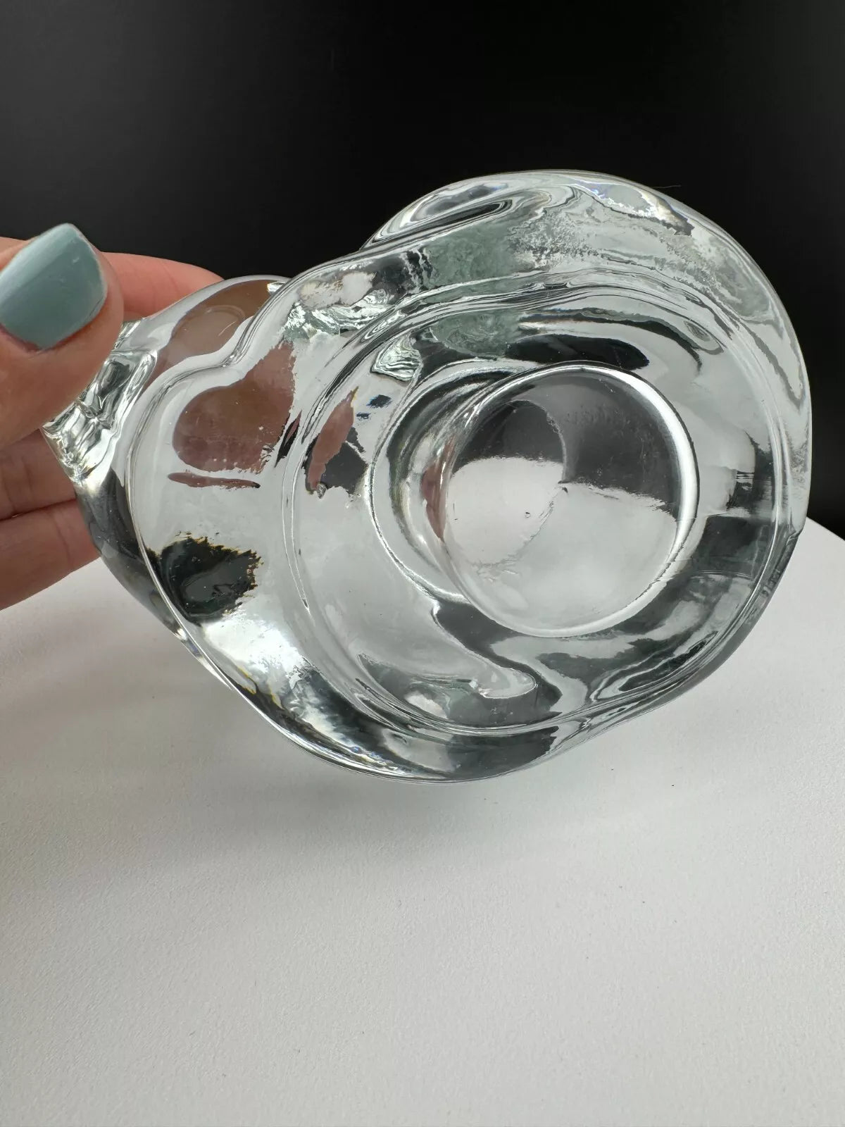Vintage Clear Glass Cat Candleholder