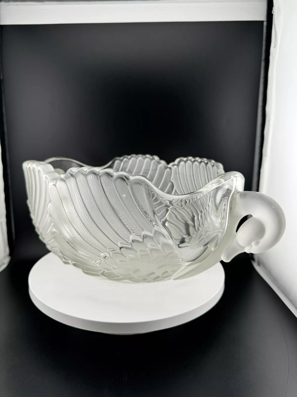 Vintage Mikasa Frosted Double Headed Swan Bowl