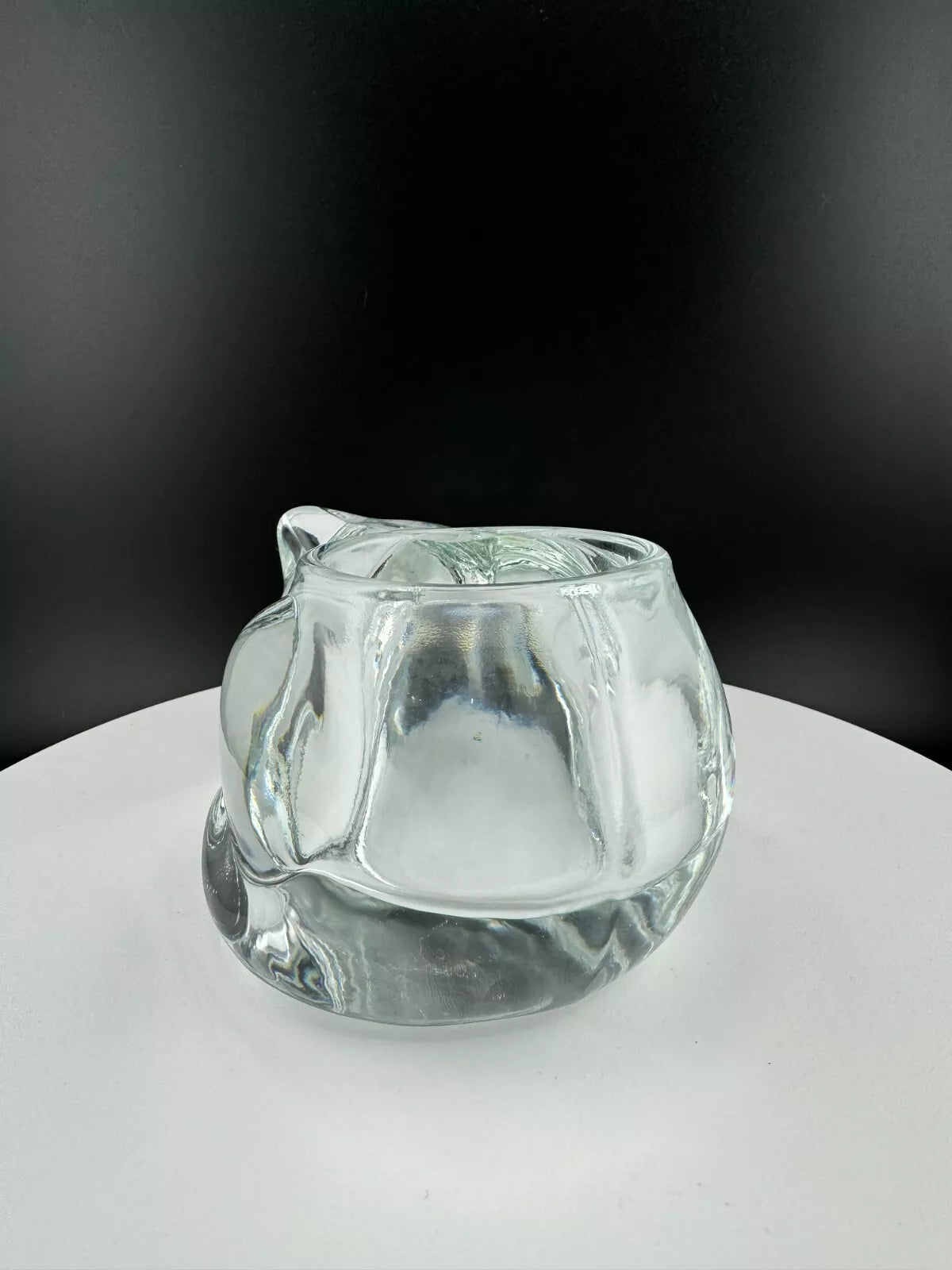 Vintage Clear Glass Cat Candleholder