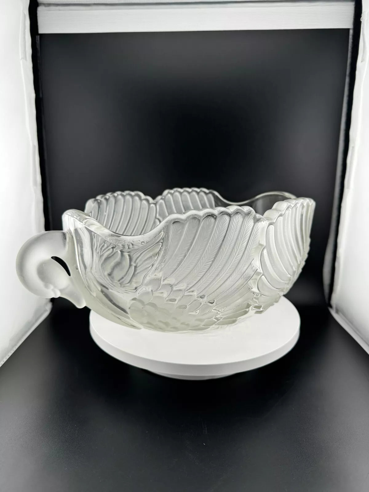 Vintage Mikasa Frosted Double Headed Swan Bowl