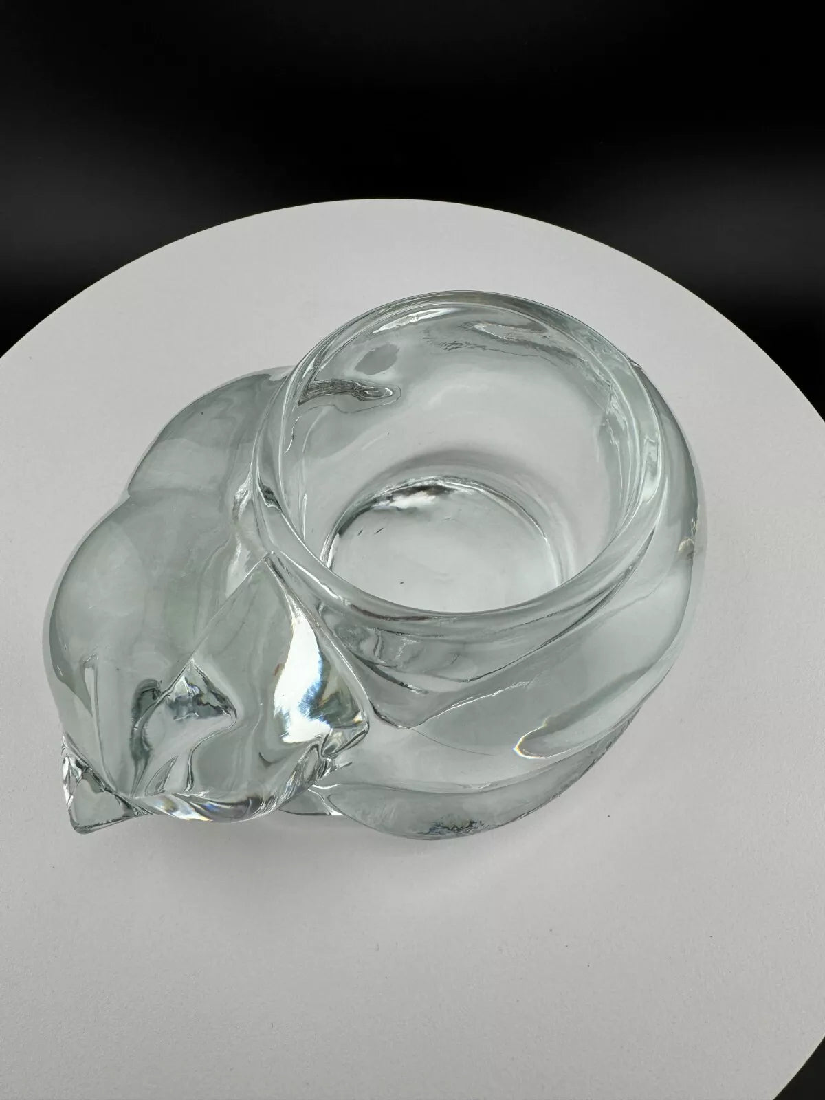 Vintage Clear Glass Cat Candleholder
