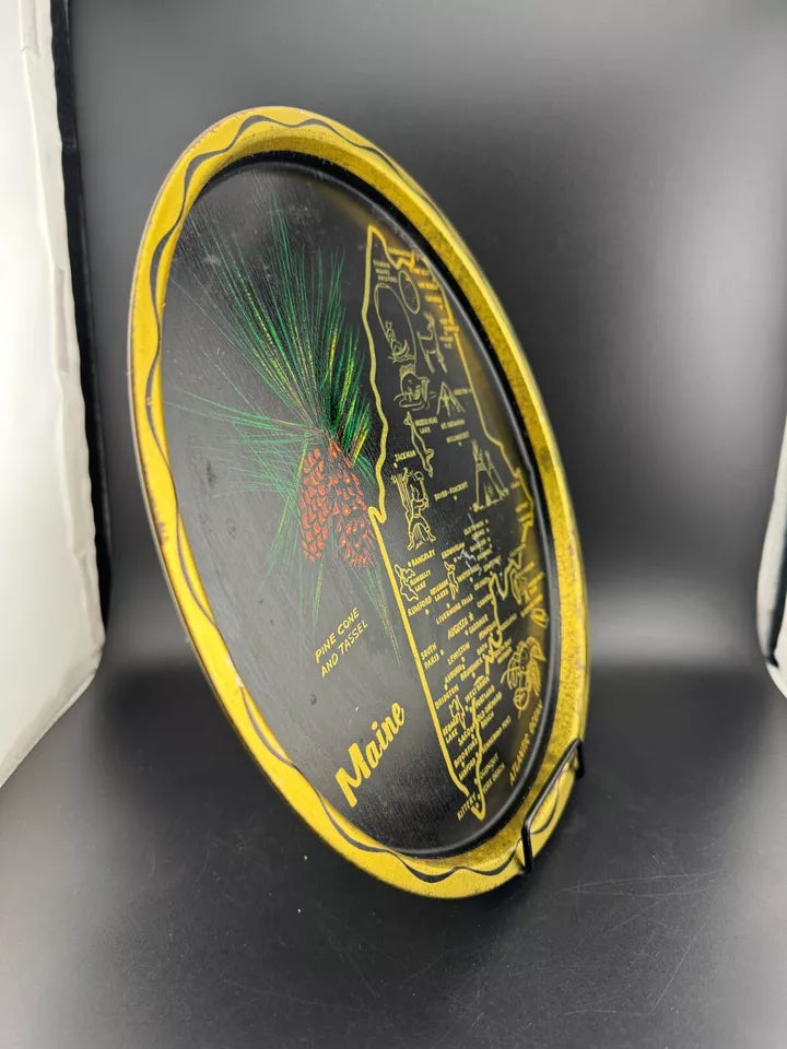 Vintage Tin State Souvenir Trays - Maine