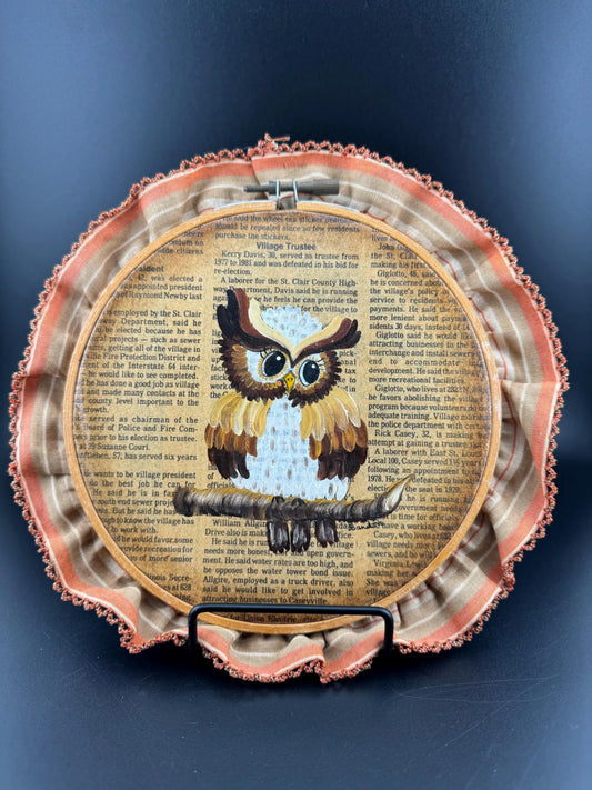 Vintage Owl Decoupage Art