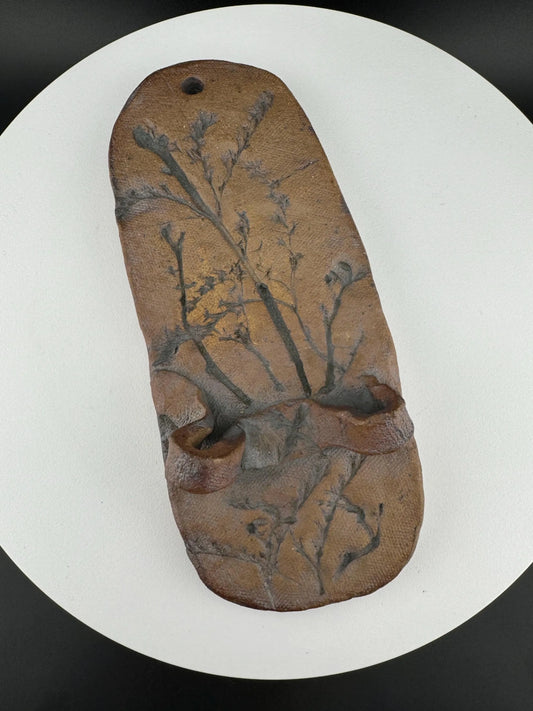 Handmade Pressed Flower Pottery Piece