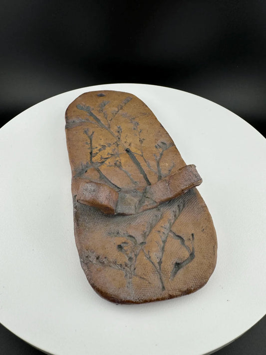 Handmade Pressed Flower Pottery Piece