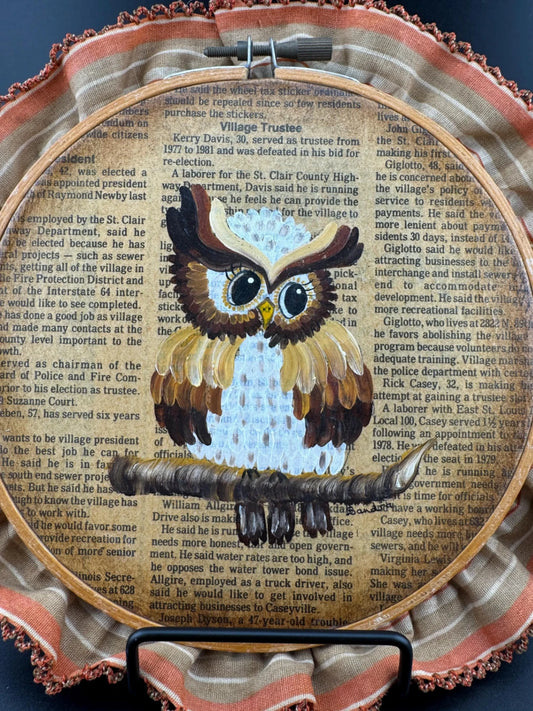Vintage Owl Decoupage Art