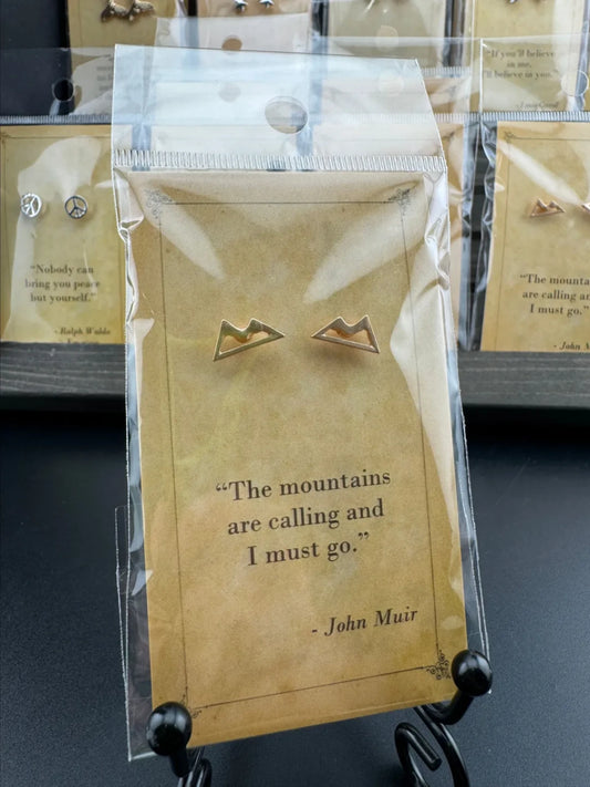 Bookish Quote Earrings - Gold Mountain John Muir
