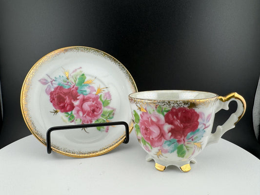 Vintage Napco Hand Painted Miniature Tea Cup & Saucer