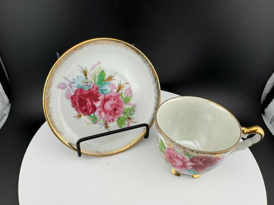 Vintage Napco Hand Painted Miniature Tea Cup & Saucer