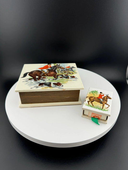 Vintage Cigarette  Match Box Set - Fox Hunting