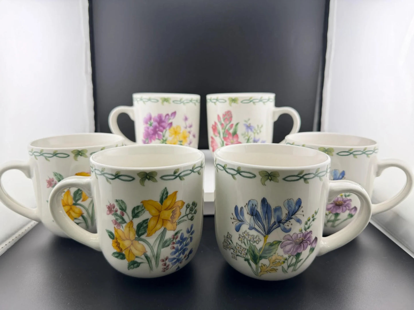 Thompson Pottery Retired "Floral Garden" Purple & Yellow Mug