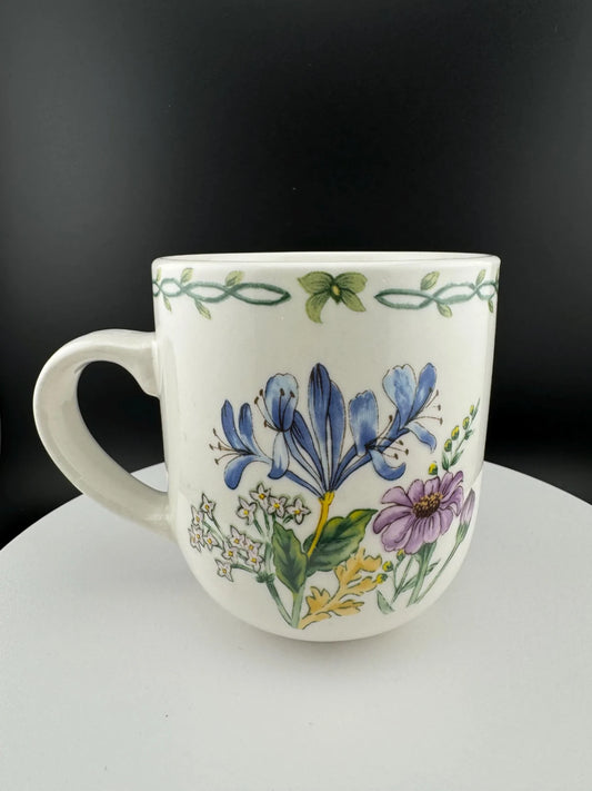 Thompson Pottery Retired "Floral Garden" Blue & Purple Mug