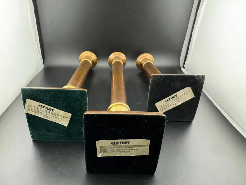 Set of Three Century Two-Tone Brass Taper Candlesticks