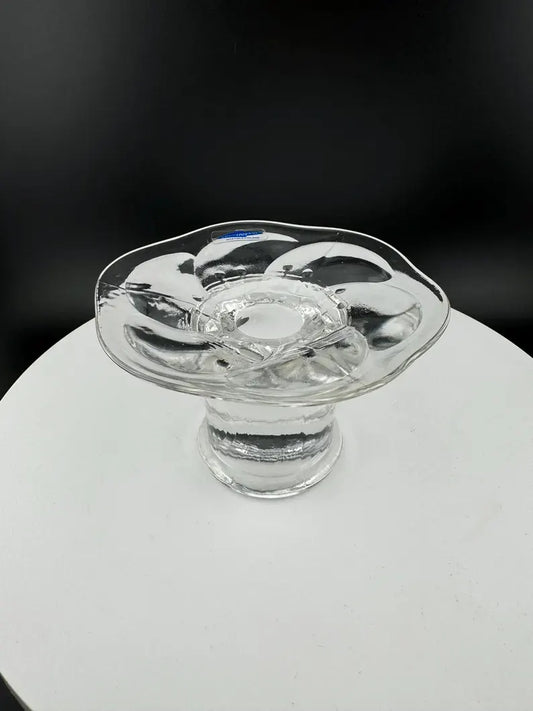 Vintage Nuutajarvi 1793 Wartsila Finland Water Lily Candlestick Holder