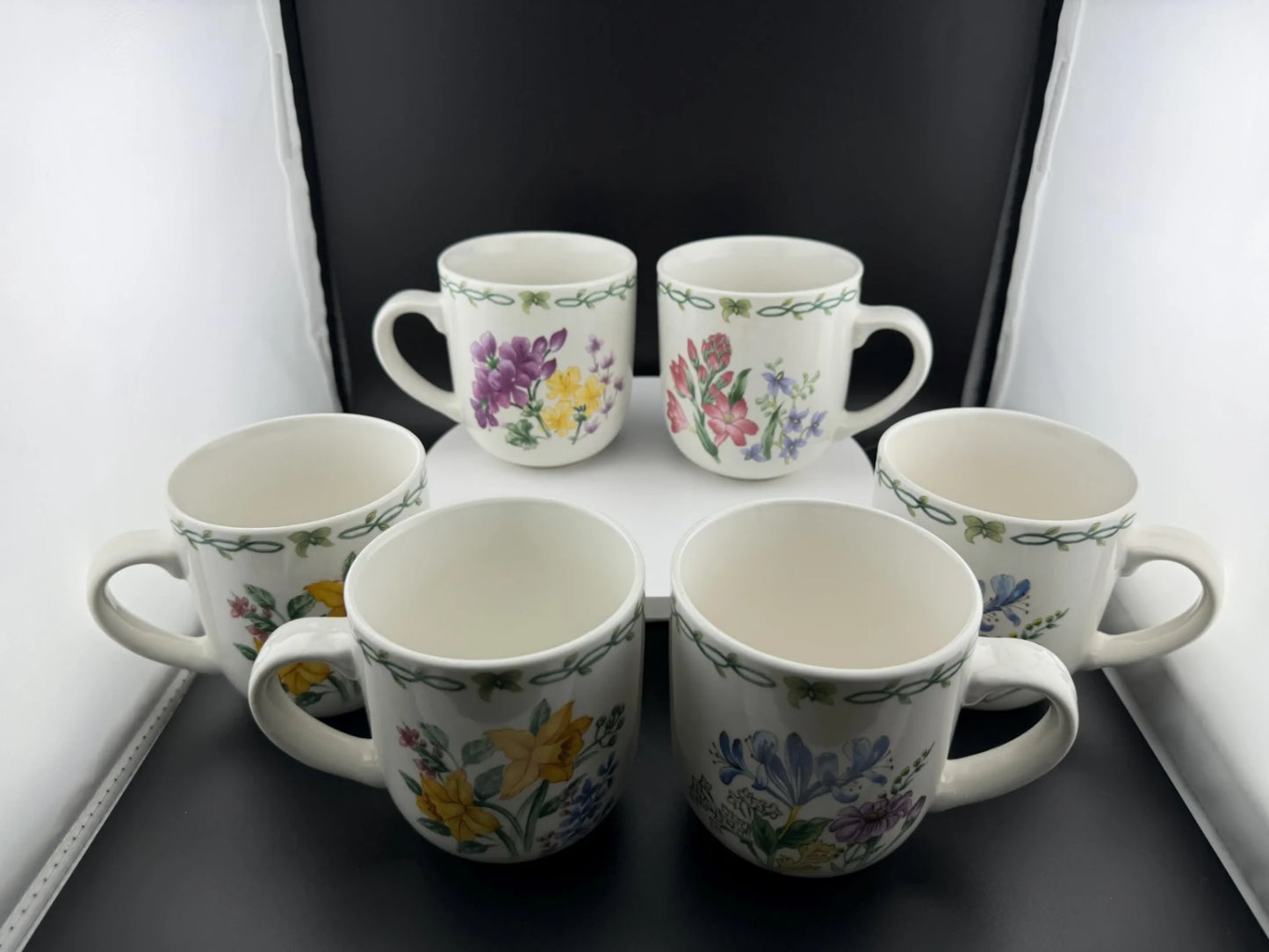 Thompson Pottery Retired "Floral Garden" Purple & Yellow Mug