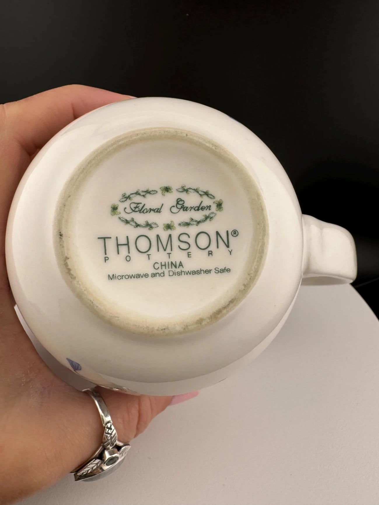Thompson Pottery Retired "Floral Garden" Blue & Purple Mug