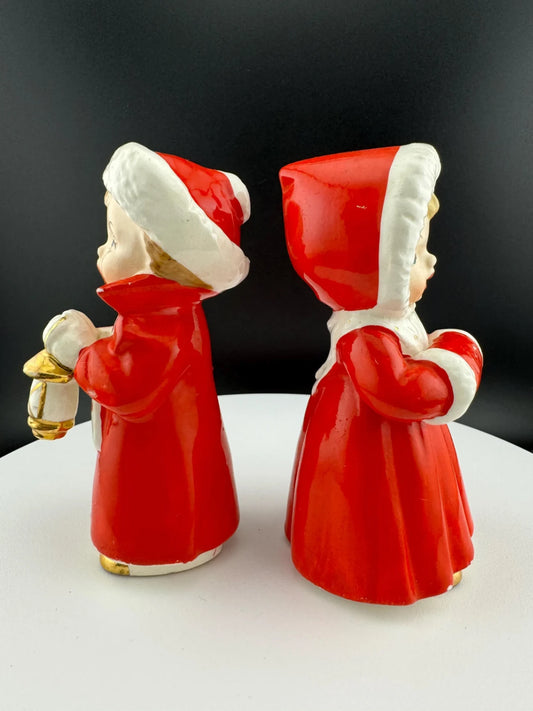 Vintage Pair of Open-Mouthed Caroler Figurines