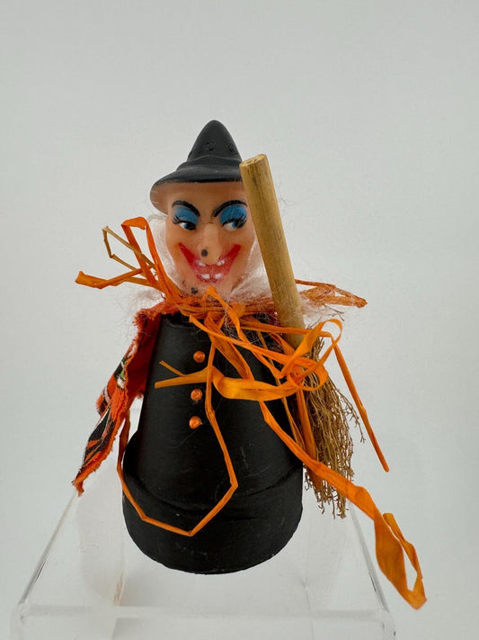 Kitschy Homemade Terracotta Pot Witch