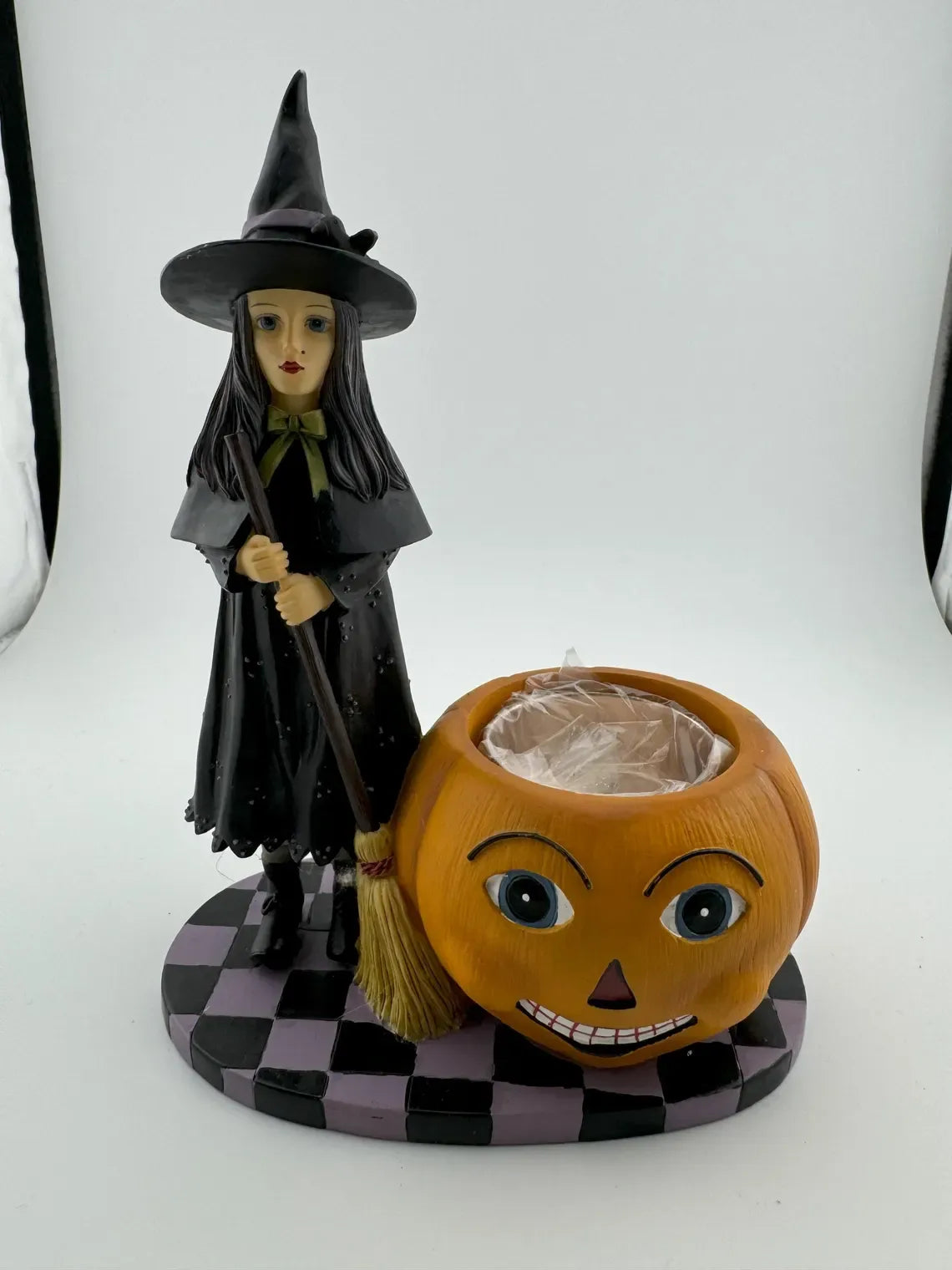 Witch with Pumpkin Tealight Candleholder by Heather Hykes