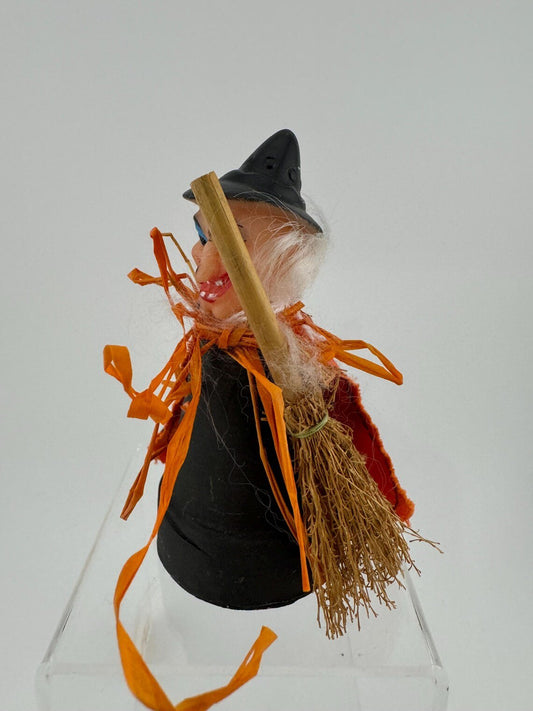 Kitschy Homemade Terracotta Pot Witch