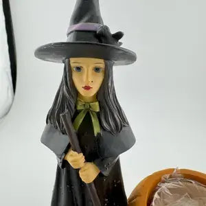 Witch with Pumpkin Tealight Candleholder by Heather Hykes