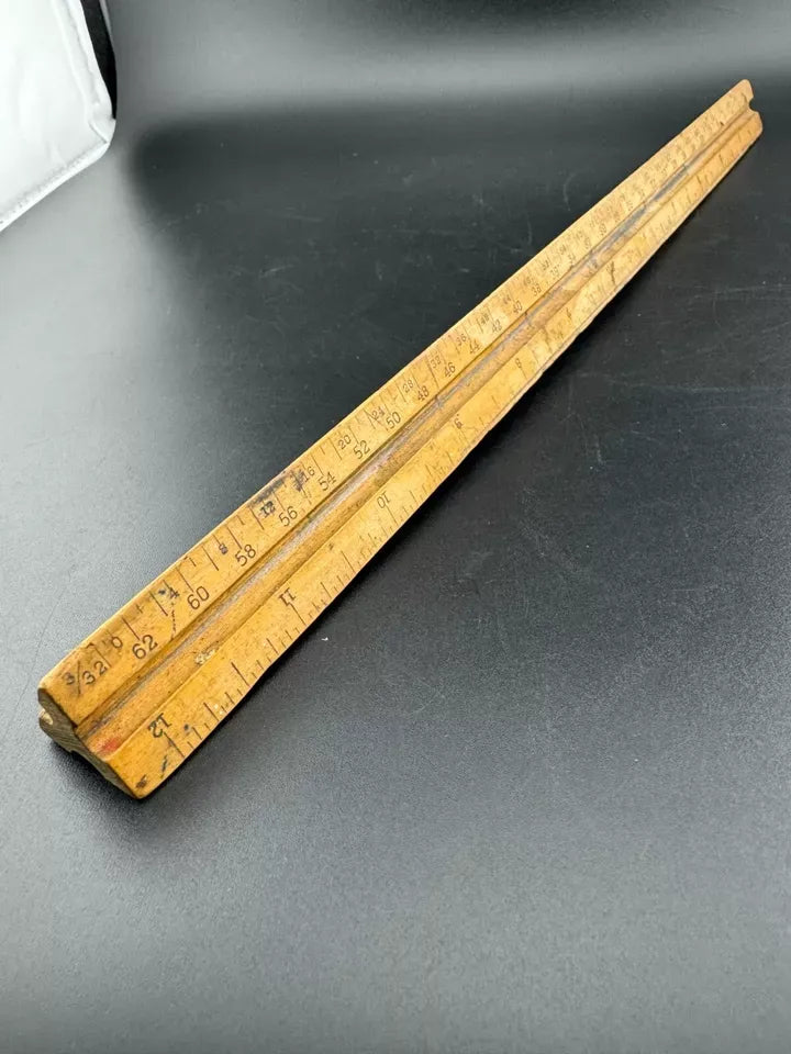 Vintage 3-Sided Wooden Ruler K&E School Quality