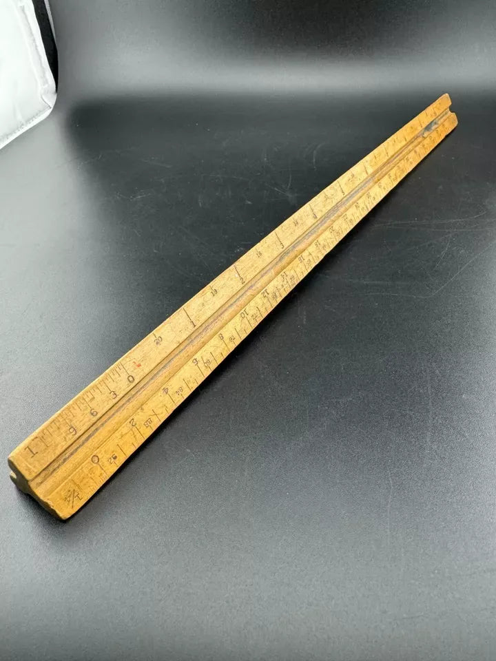 Vintage 3-Sided Wooden Ruler K&E School Quality