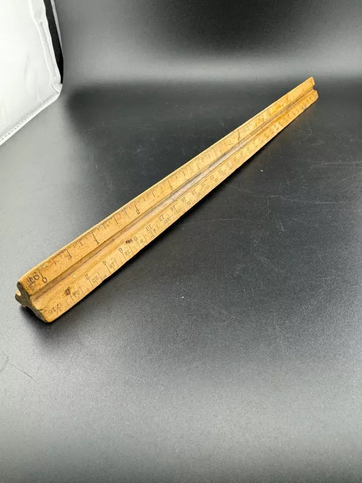 Vintage 3-Sided Wooden Ruler K&E School Quality