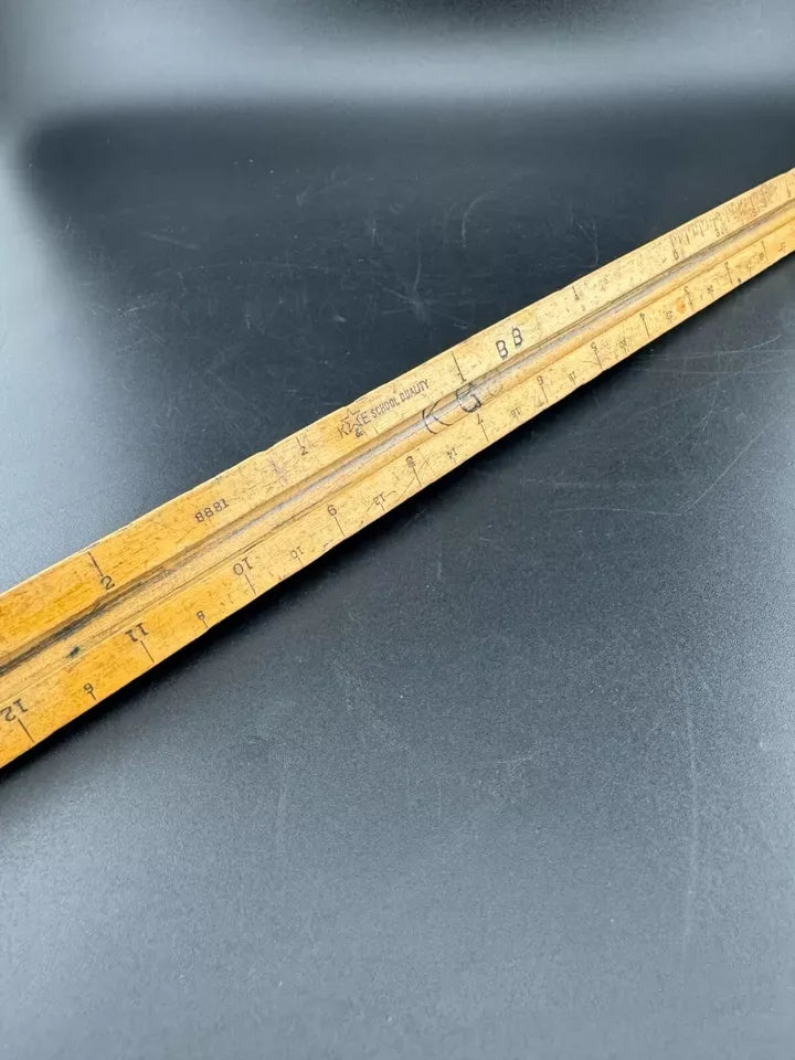 Vintage 3-Sided Wooden Ruler K&E School Quality