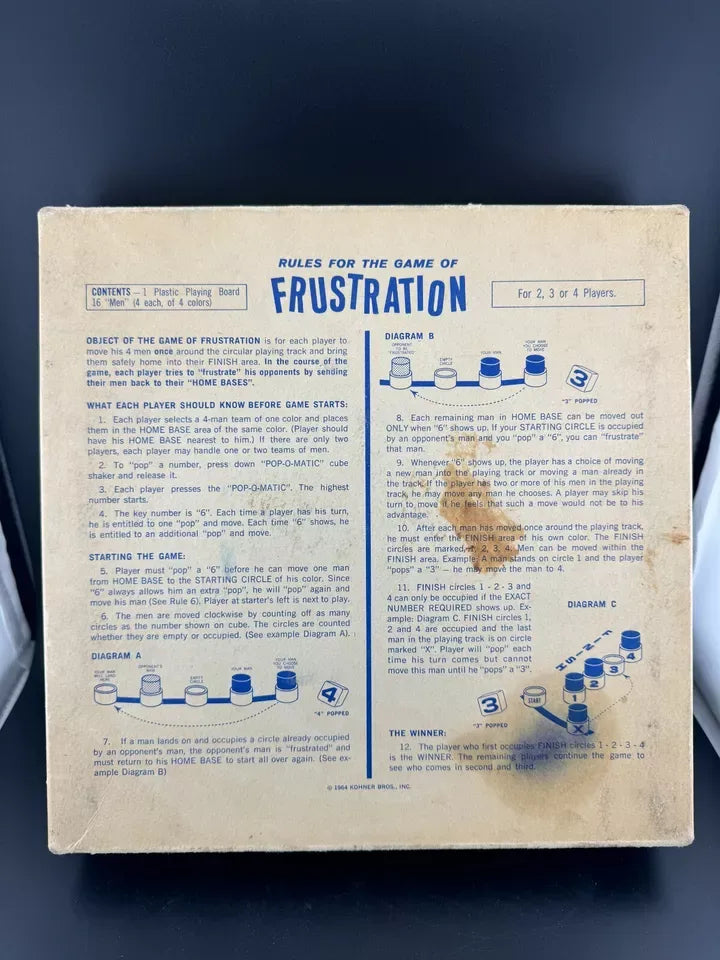 Kohner Bros. Frustration Board Game No. 310 Vintage 1964