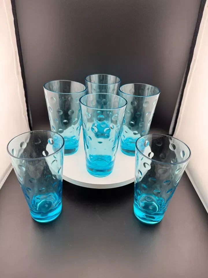 Vintage Hazel Atlas Capri Dots Glasses - Set of 6 Tall Tumblers
