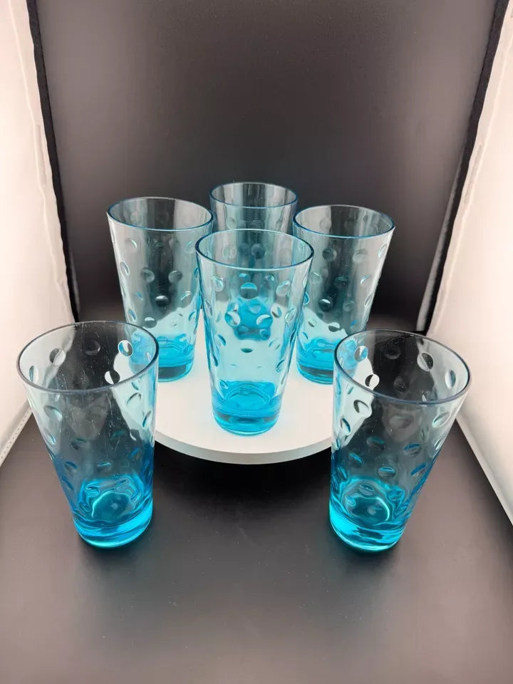 Vintage Hazel Atlas Capri Dots Glasses - Set of 6 Tall Tumblers