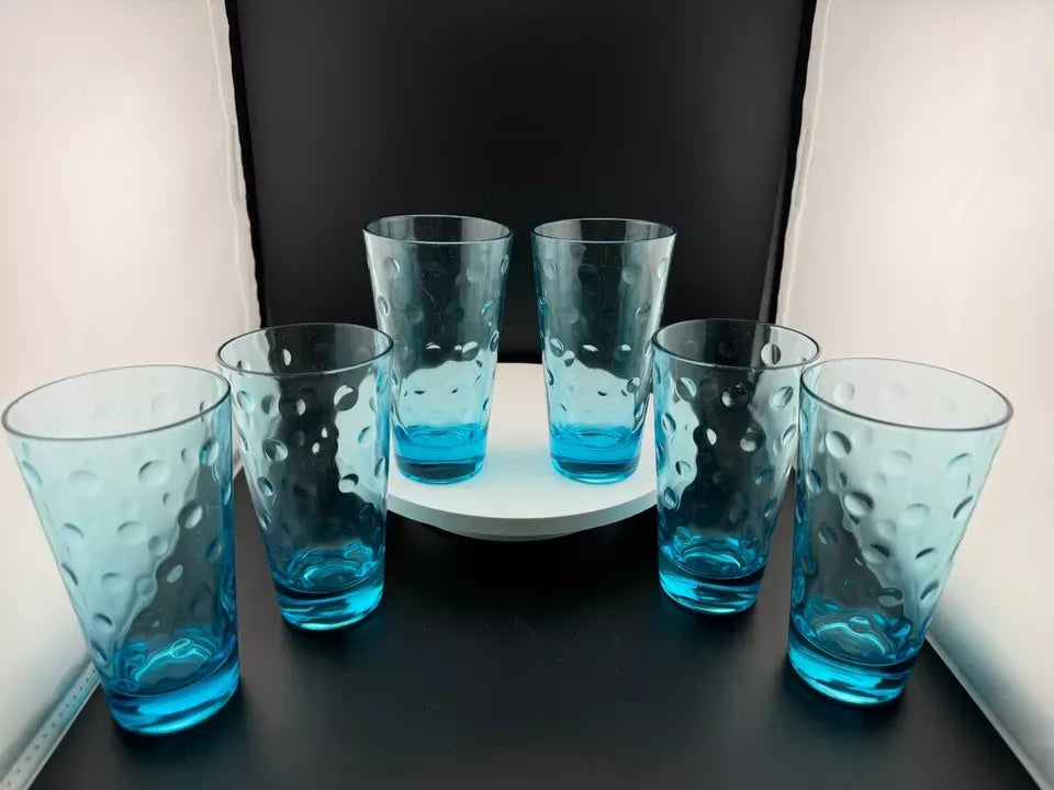 Vintage Hazel Atlas Capri Dots Glasses - Set of 6 Tall Tumblers