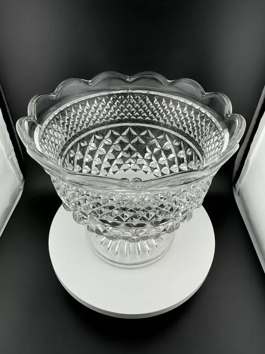 Vintage Anchor Hocking Wexford Clear Glass Footed Bowl
